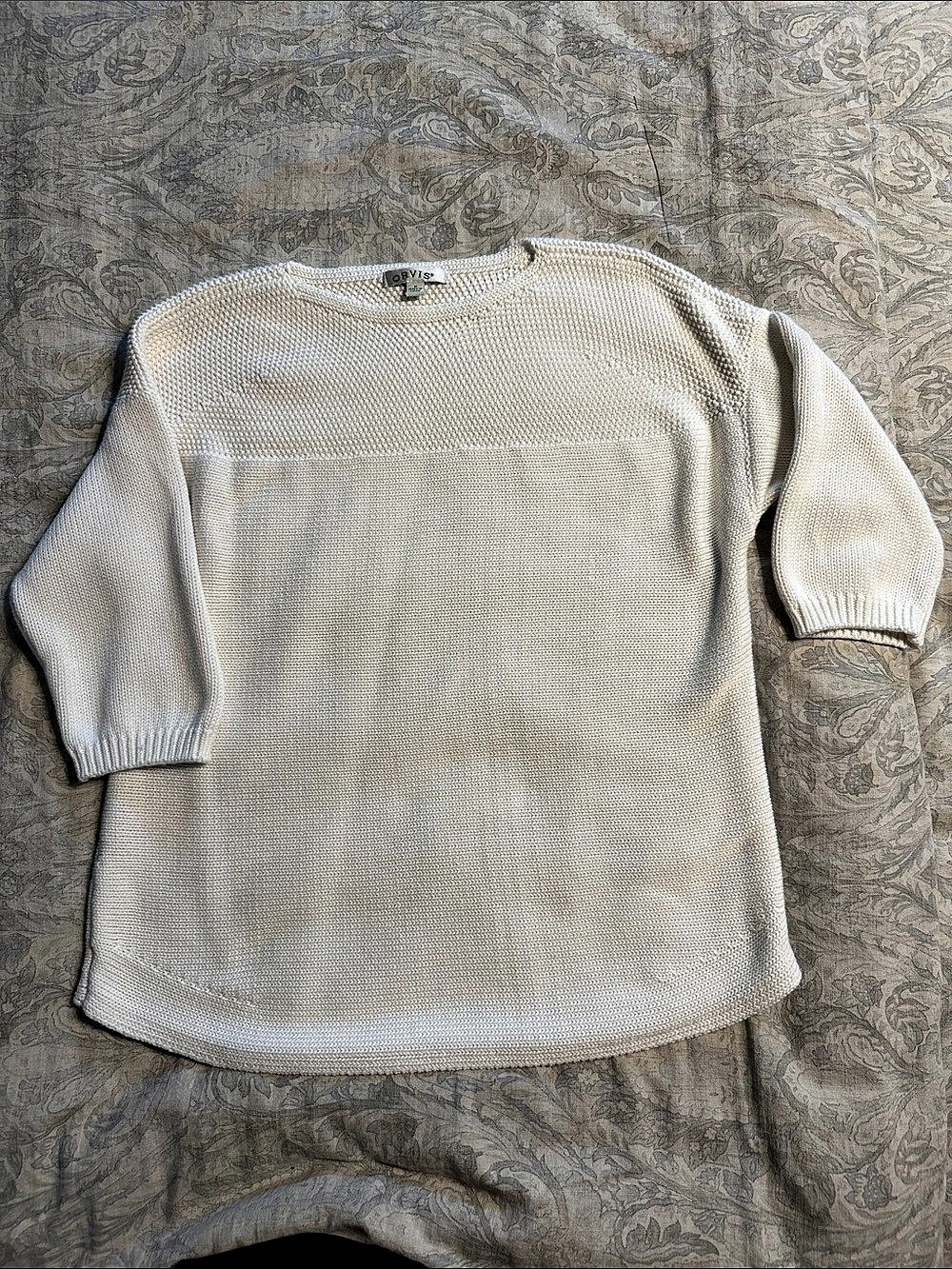 ORVIS Cotton Cashmere Knit Sweater in Cream